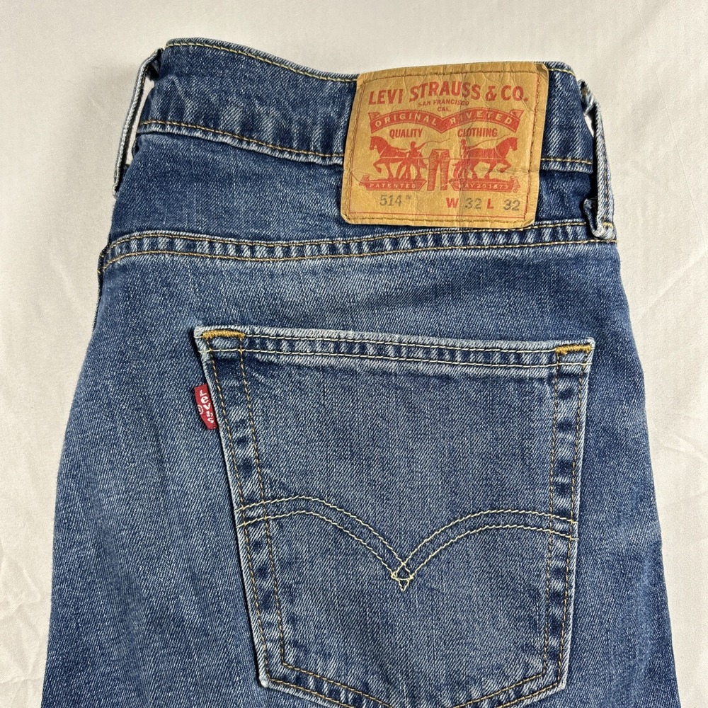 Levi's 514 Straight Fit Jeans Mens 32x32 Blue Medium Wash Stretch Denim EUC